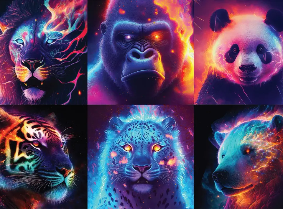 Buffalo Games Wumples Collage Neon Fauna puslespil 1000 neon-dyr