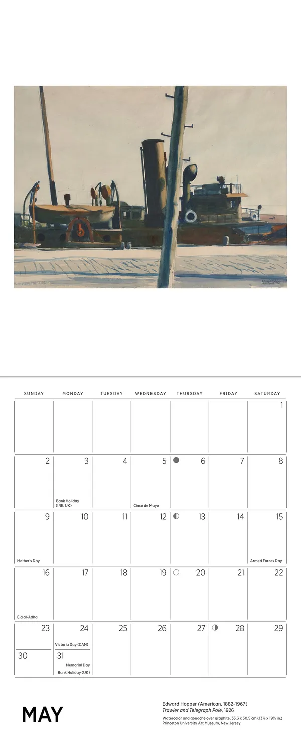 Edward Hopper 2027 mini vægkalender kystlandskaber
