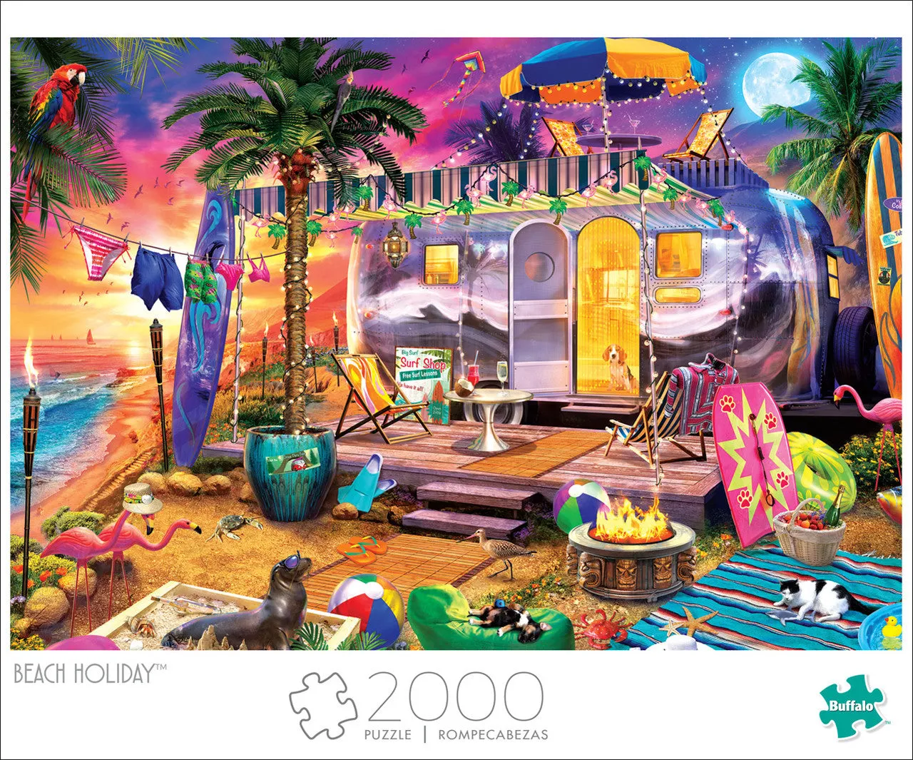 Buffalo Games Beach Holiday puslespil 2000 brikker strandmotiv
