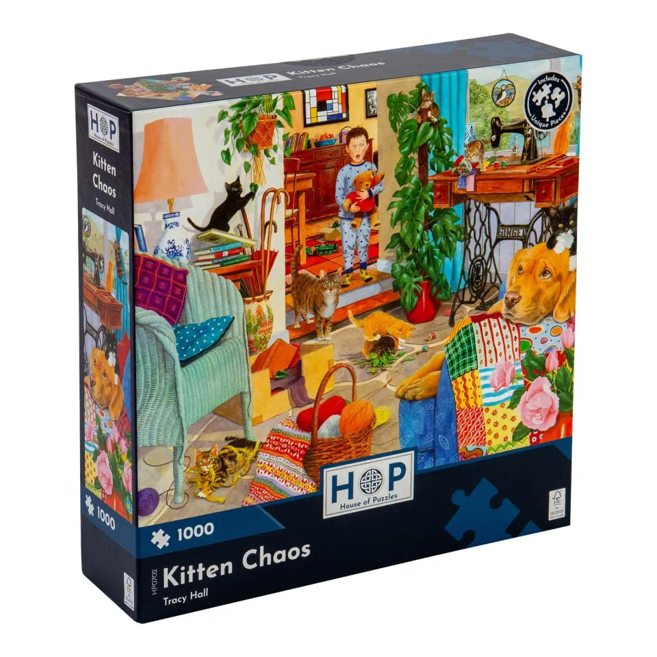 House of Puzzles Kitten Chaos puslespil 1000 brikker killinger