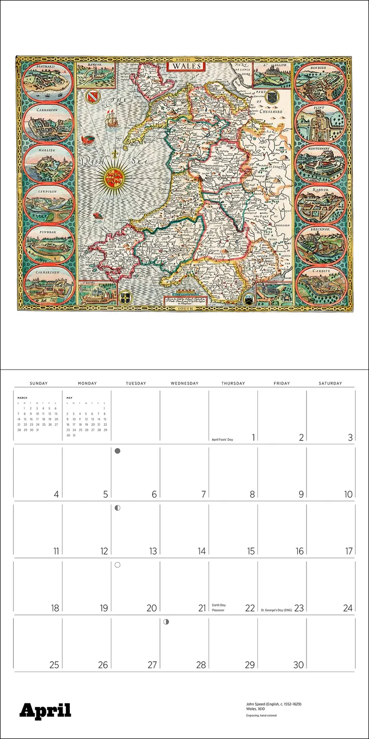 Pomegranate Antique Maps 2027 vægkalender historiske kort