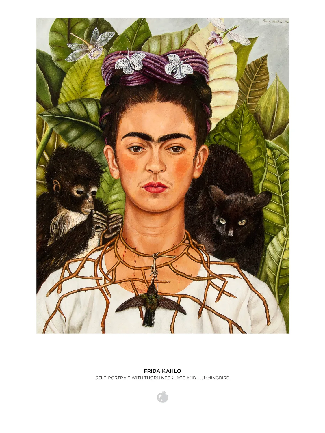 Pomegranate Frida Kahlo Self-Portrait with Thorn Necklace and Hummingbird puslespil 1000 brikker