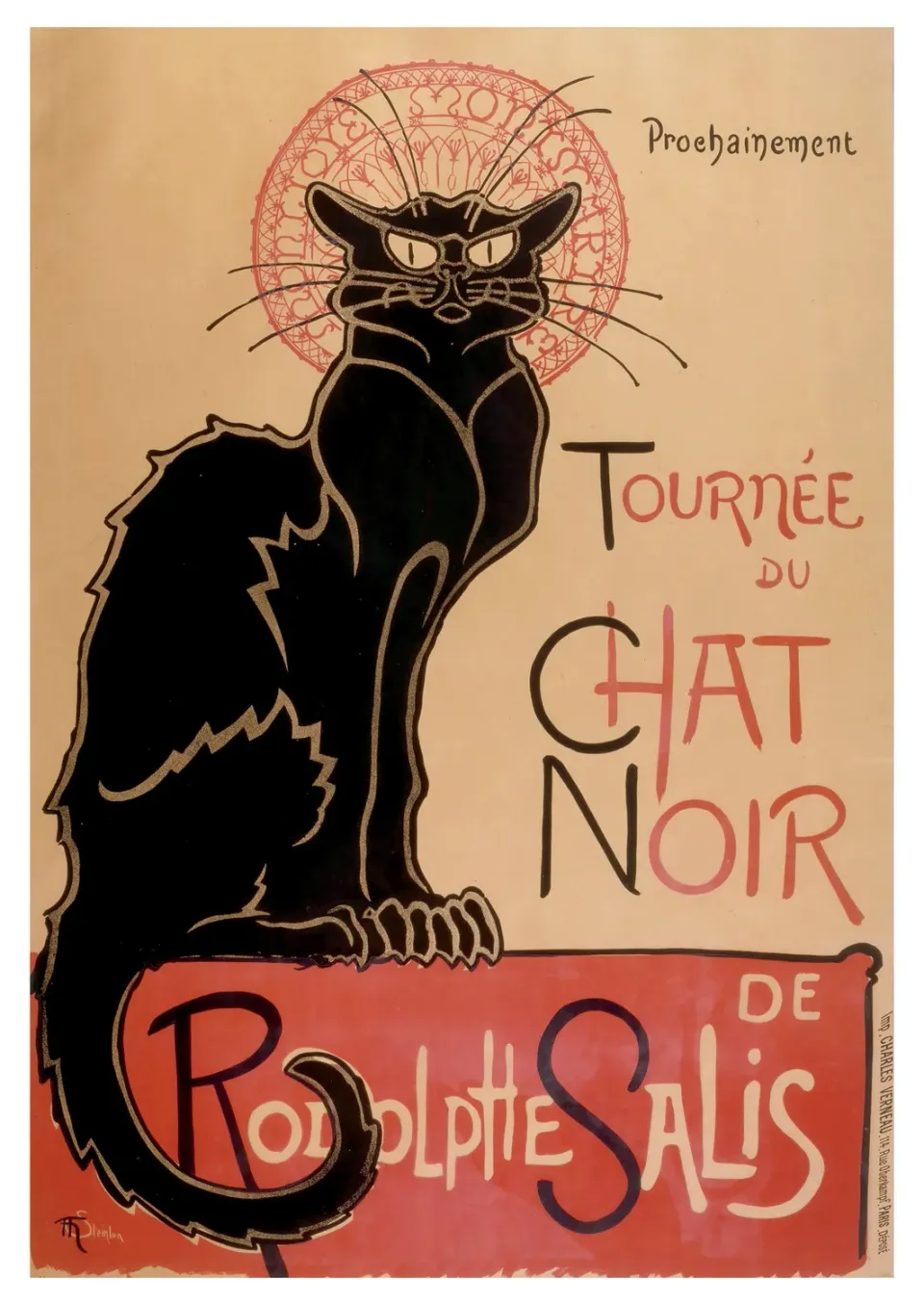 Pomegranate Steinlen Le Chat Noir postkort sort kat