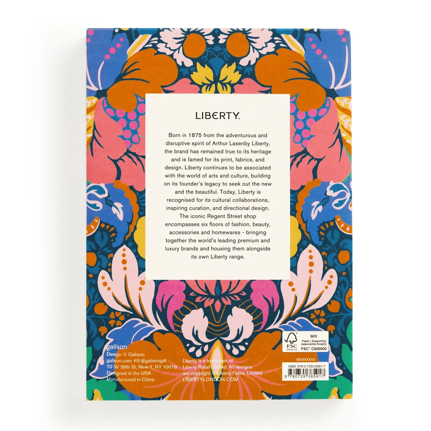 Galison Liberty Glastonbury notesbog A5 linjeret blomst