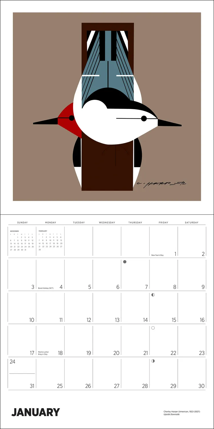 Pomegranate Charley Harper 2027 vægkalender fugle