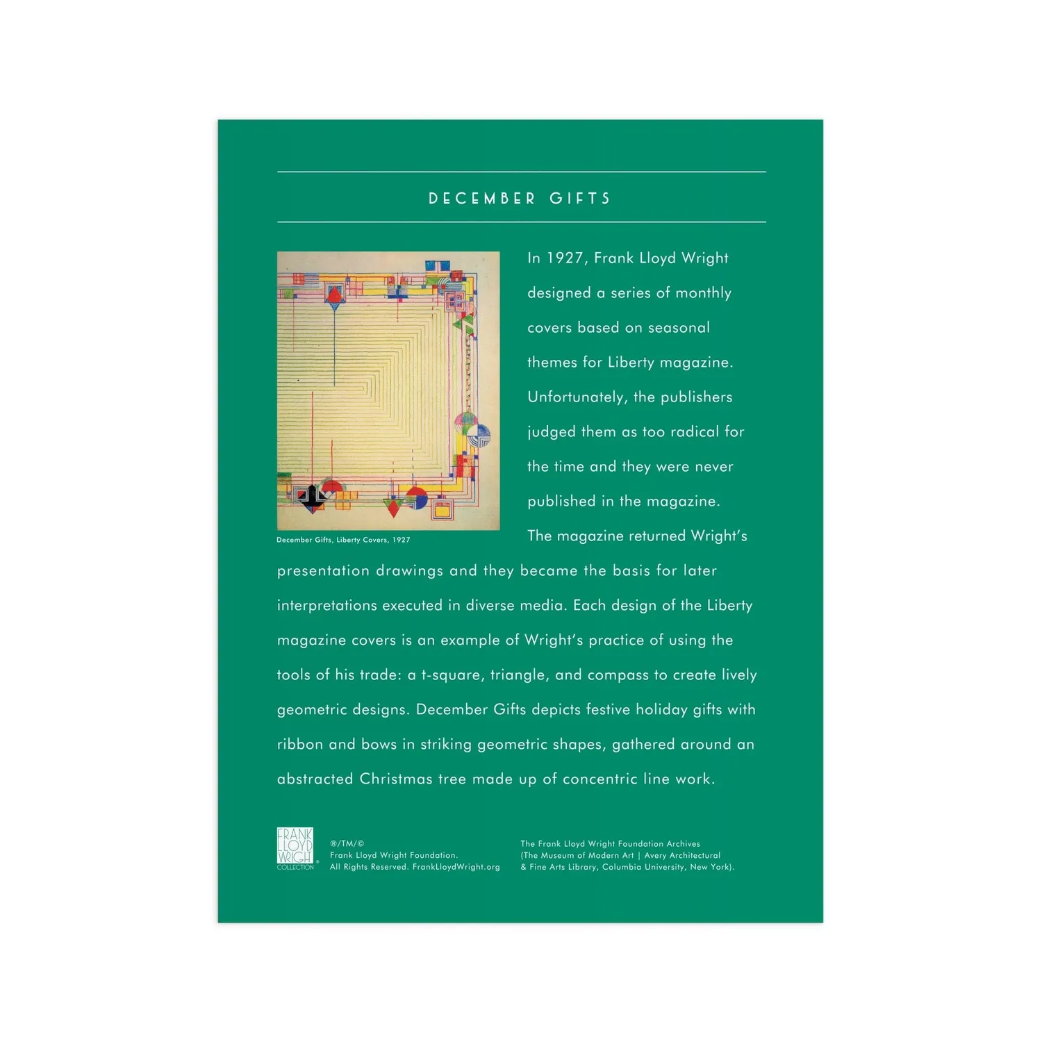 Good Puzzle Co. Frank Lloyd Wright December Gifts 1000 brikker puslespil folie