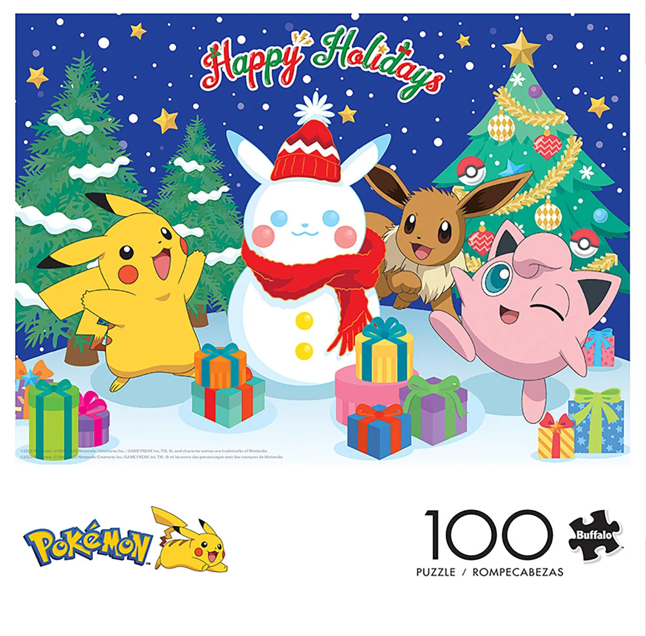 Buffalo Games Pokemon Pikachu Snowman puslespil 100 brikker vinter