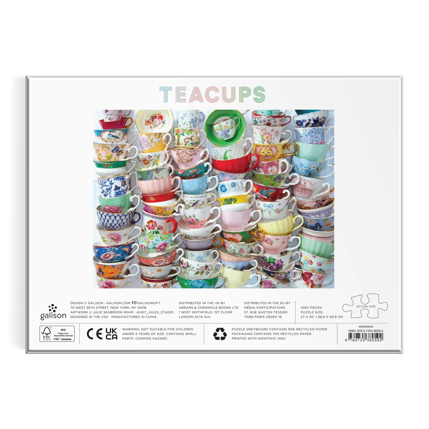 Good Puzzle Co. Julie Seabrook Ream Teacups puslespil 1000 tekopper