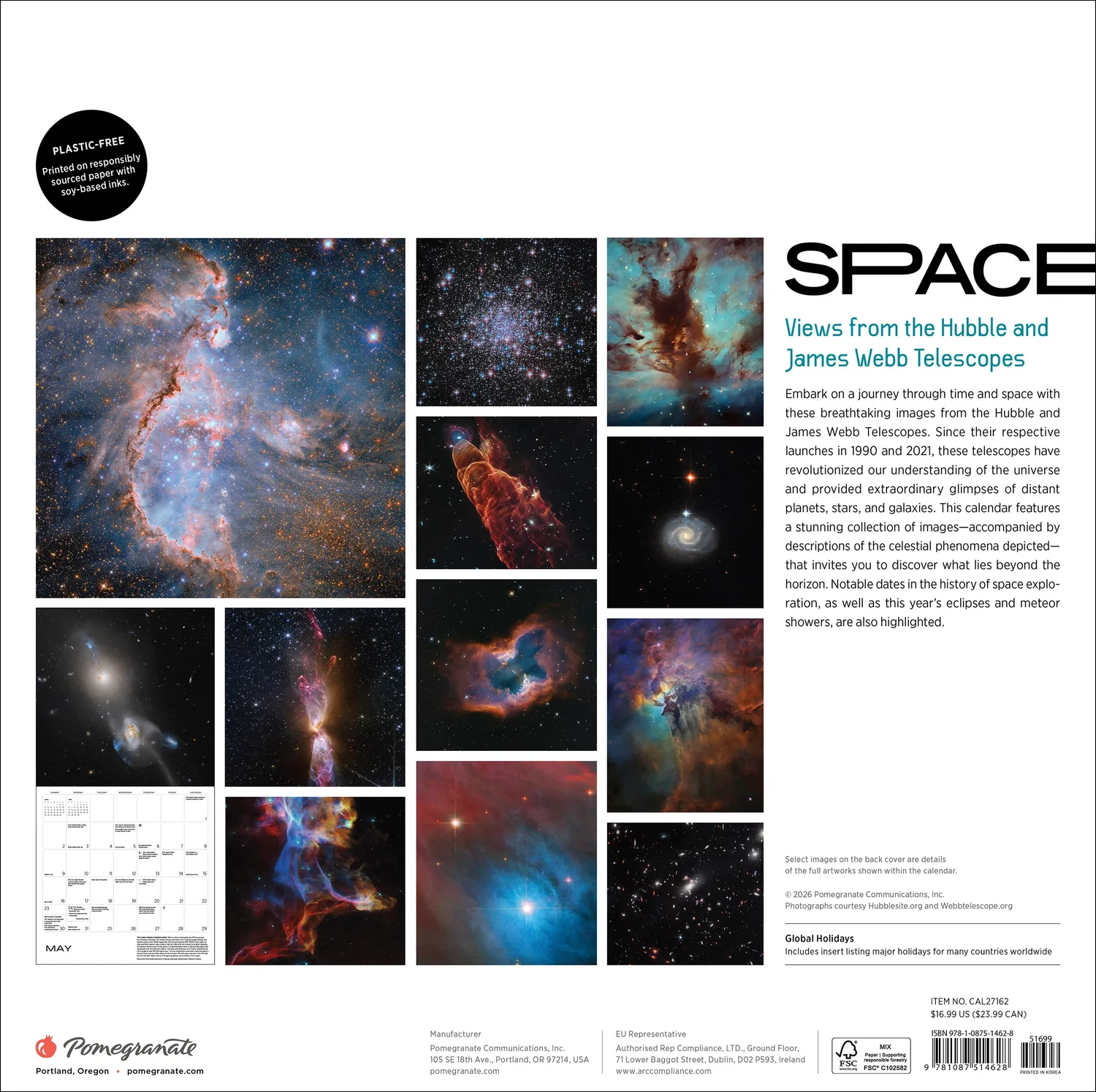 Pomegranate Space Views Hubble James Webb 2027 vægkalender rum