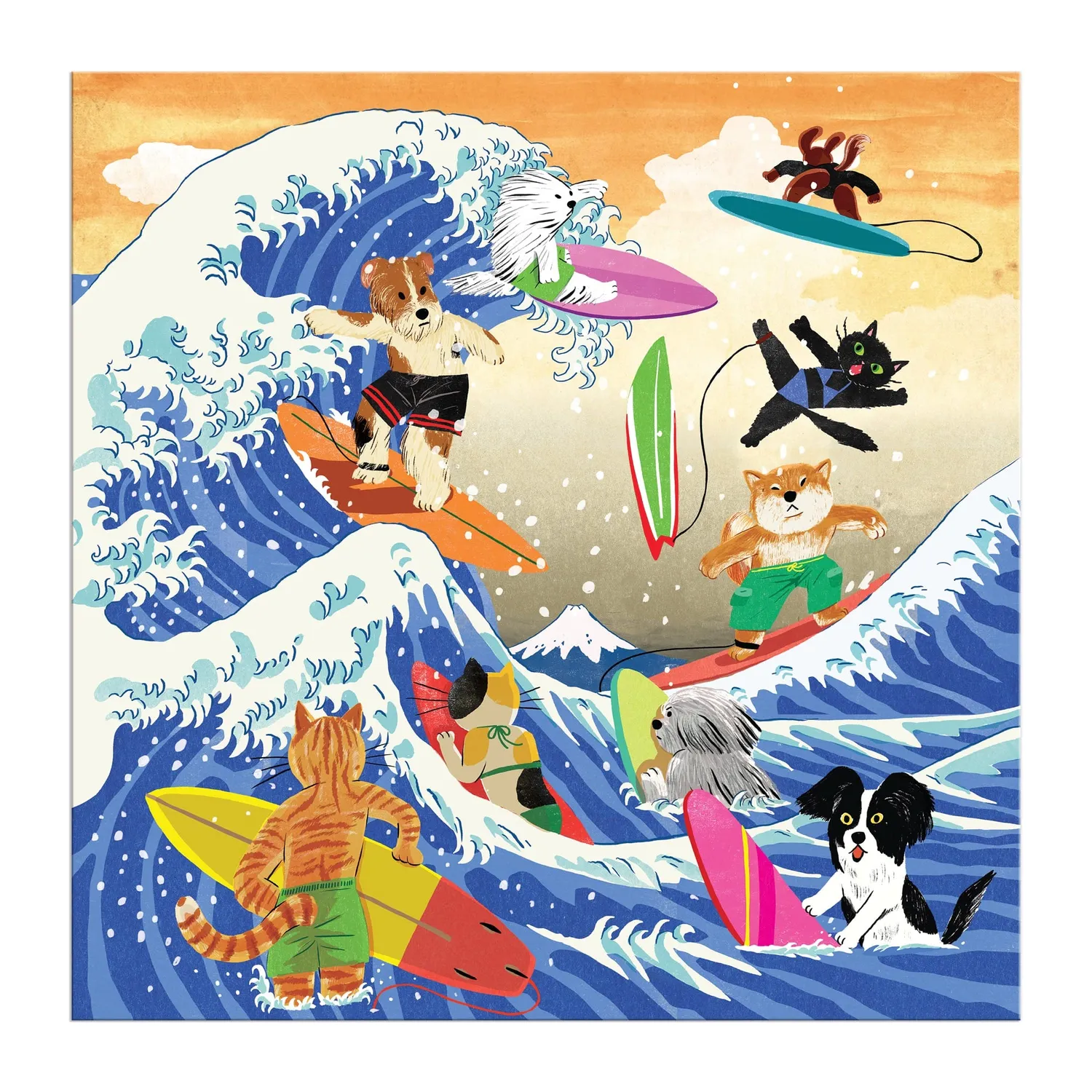 Galison The Great Surf 500 puslespil med surfende dyr