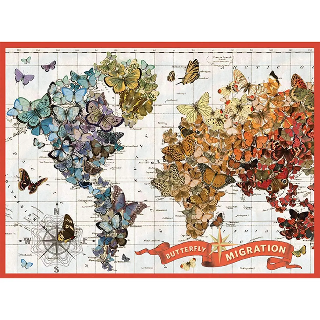Galison Wendy Gold Butterfly Migration puslespil 1000 brikker kort