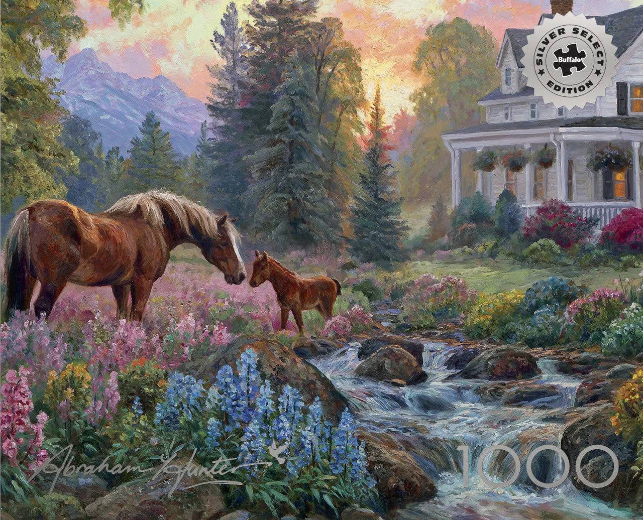 Buffalo Games Silver Select Floral Pasture puslespil 1000 brikker solnedgang