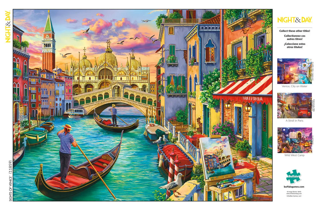 Buffalo Games Night & Day Sights of Venice puslespil 1000 brikker Venedig
