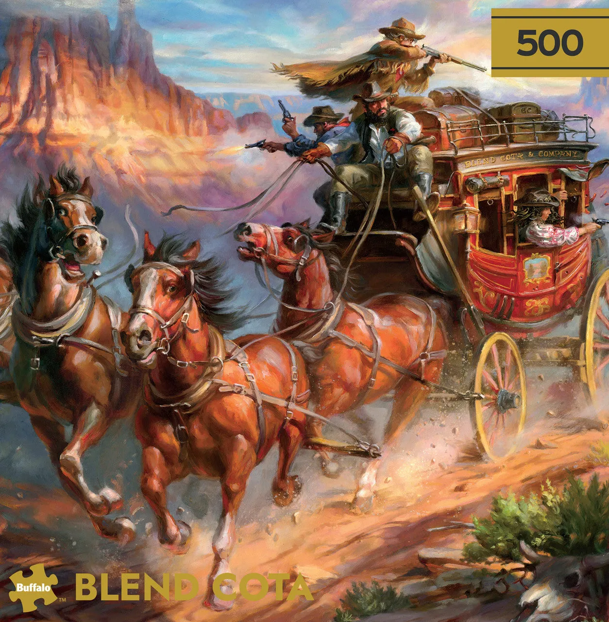 Buffalo Gold Wild Wild West puslespil 500 brikker gaveæske