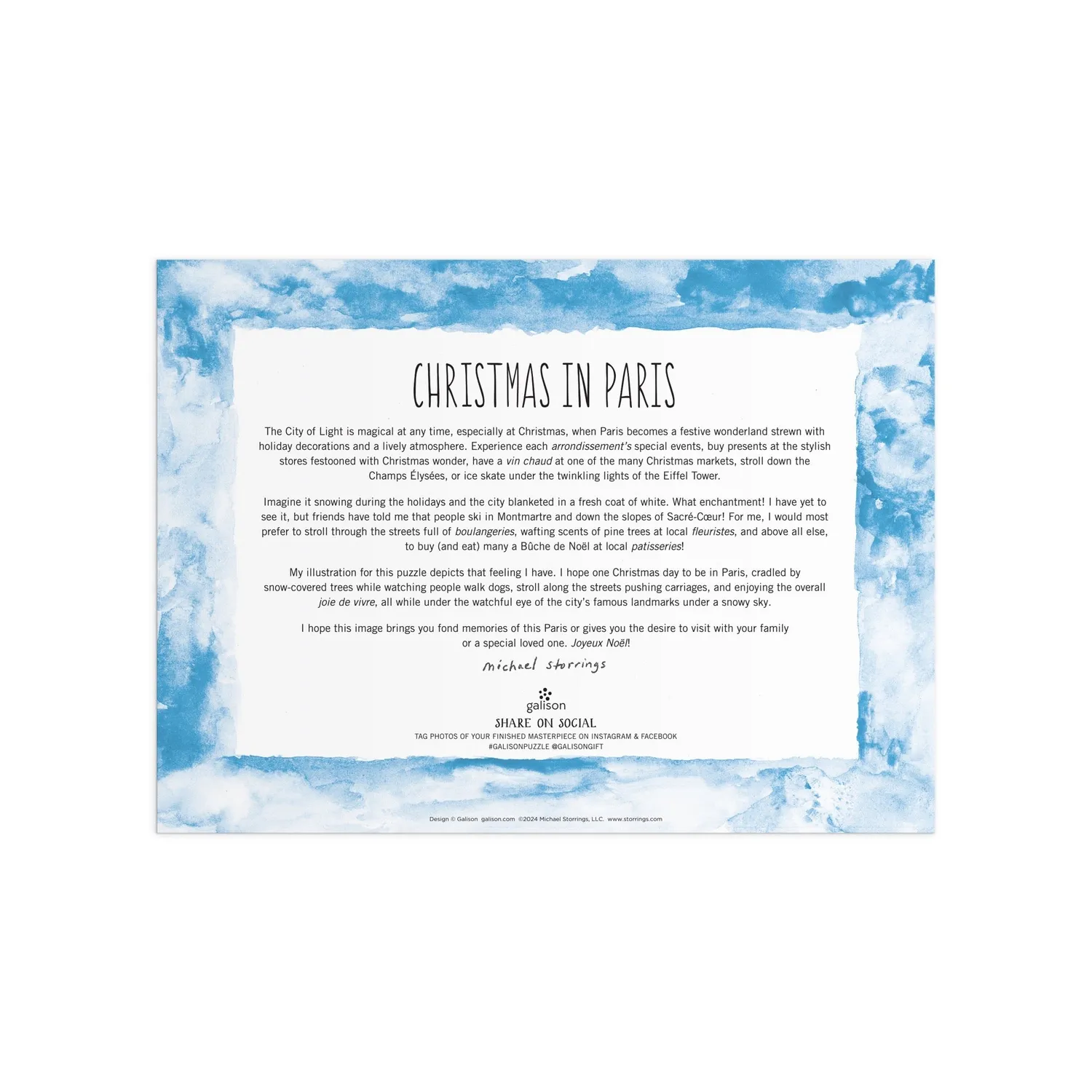 Galison Michael Storrings Christmas in Paris puslespil 1000 brikker folie
