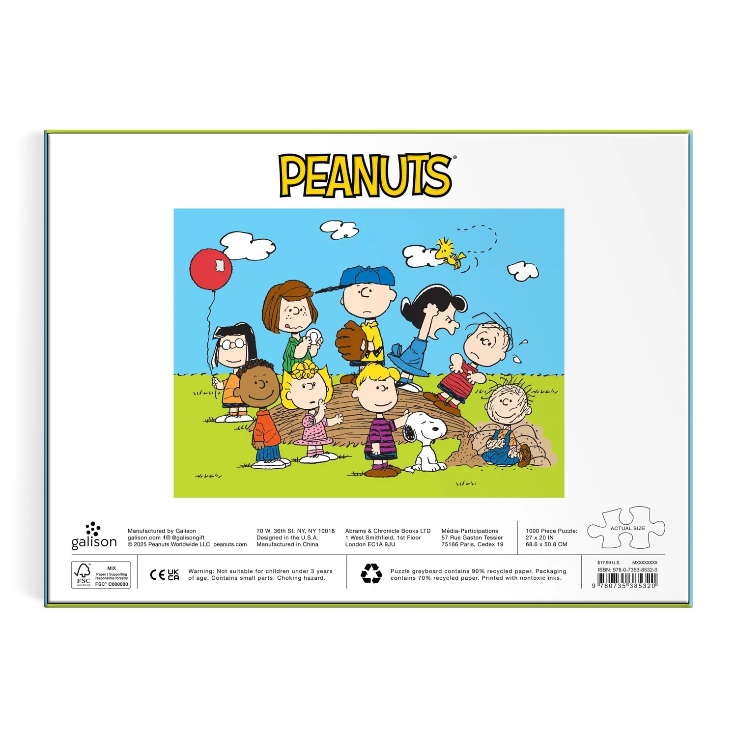 Good Puzzle Co. Galison Peanuts Baseball puslespil 1000 brikker