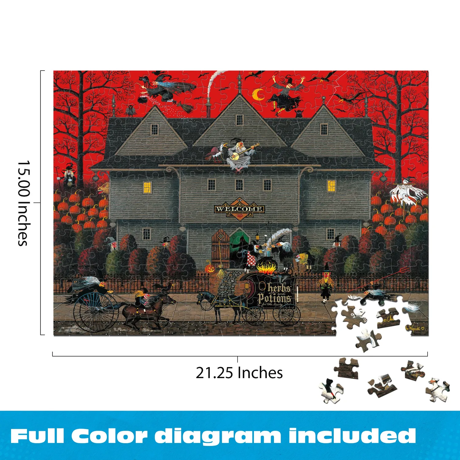 Buffalo Games Wysocki Witch's Brew puslespil 300 brikker Halloween