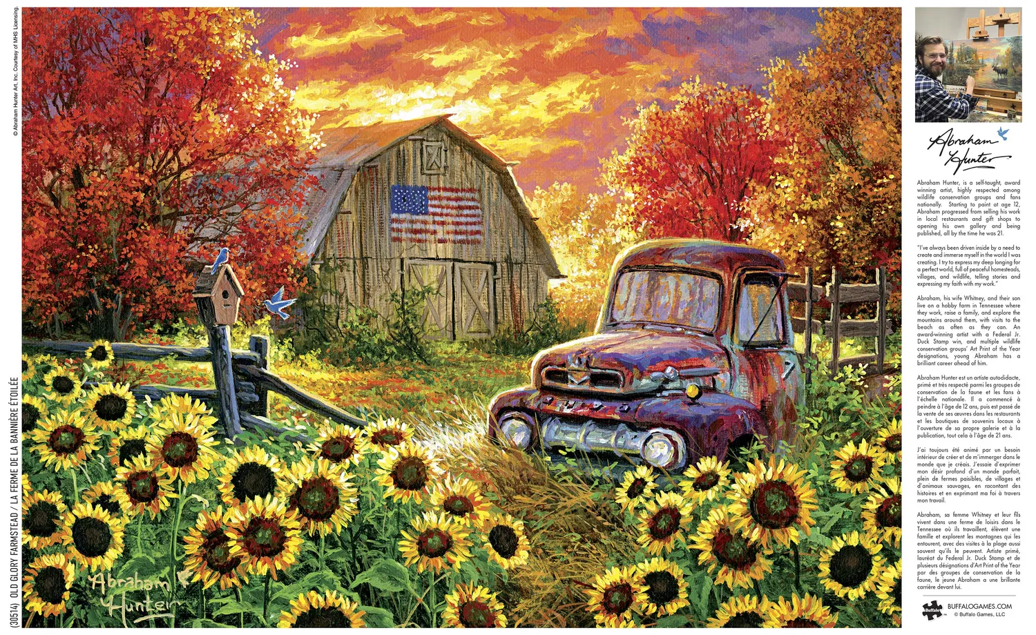 Buffalo Games Abraham Hunter Old Glory Farmstead puslespil 500 brikker gård