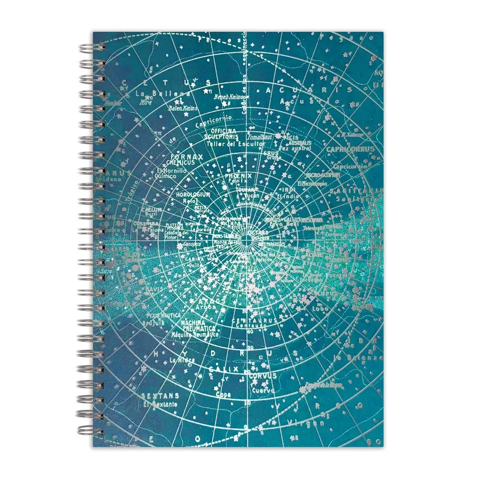 Galison Constellation notesbog spiralryg linjeret B5 stjerner