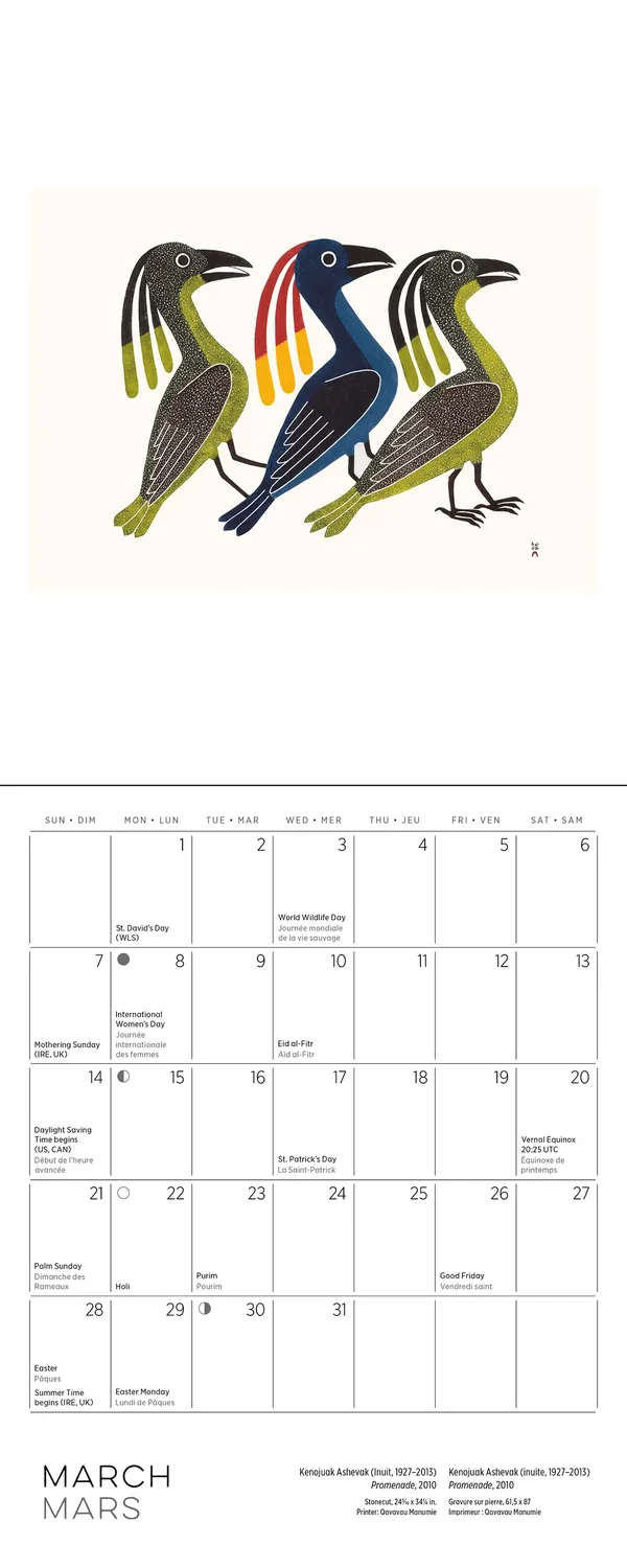 Pomegranate Inuit Art Kinngait 2027 minivægkalender