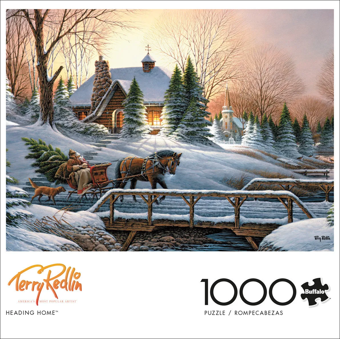 Buffalo Games Redlin Heading Home puslespil 1000 brikker julemotiv