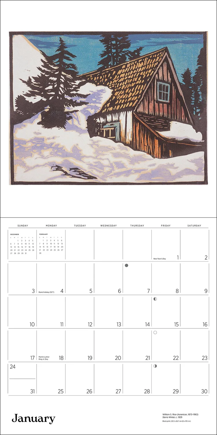 Pomegranate William S. Rice vægkalender 2027 bloktryk