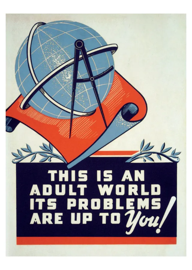Pomegranate This Is an Adult World postkort humor vintage