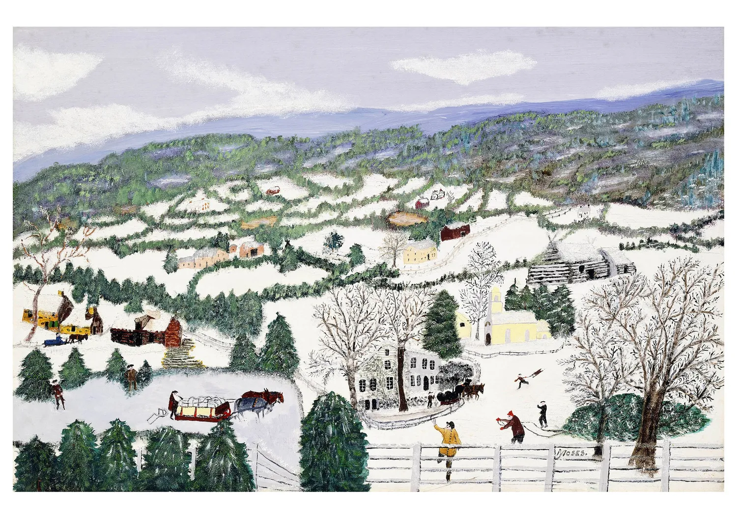 Pomegranate Grandma Moses julekort sæt julemotiv kort