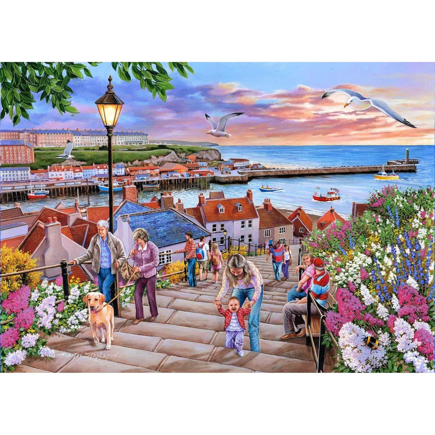 House of Puzzles 199 Steps Whitby puslespil 1000 brikker kyst