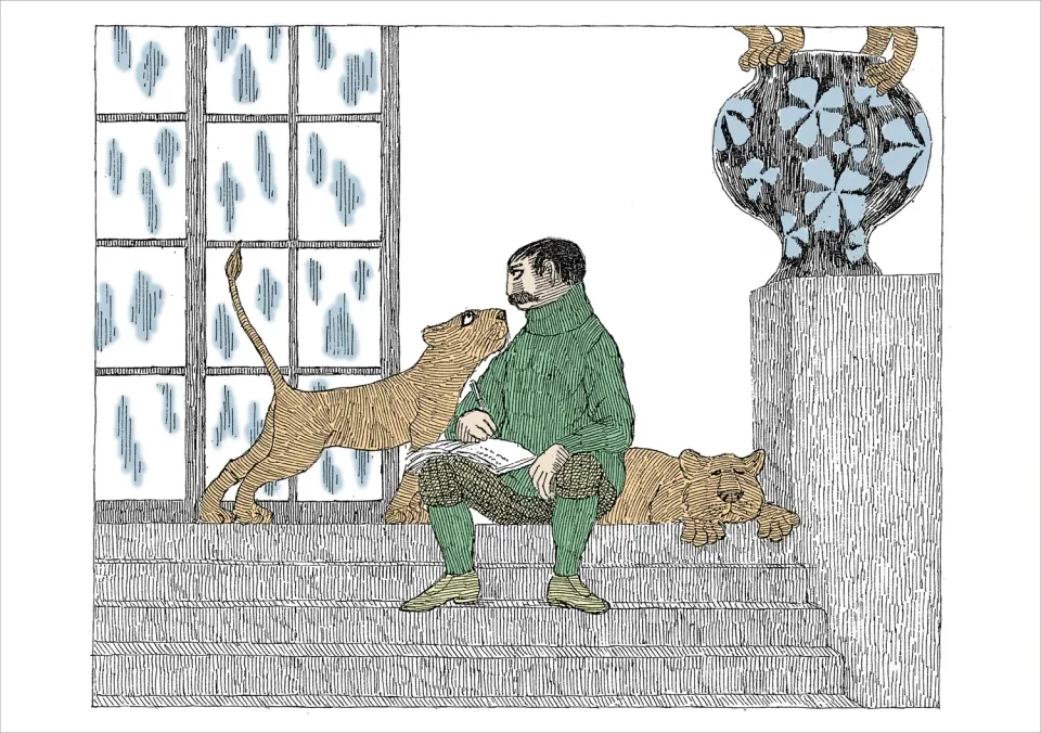 Pomegranate Edward Gorey Lost Lions fødselsdagskort dyr