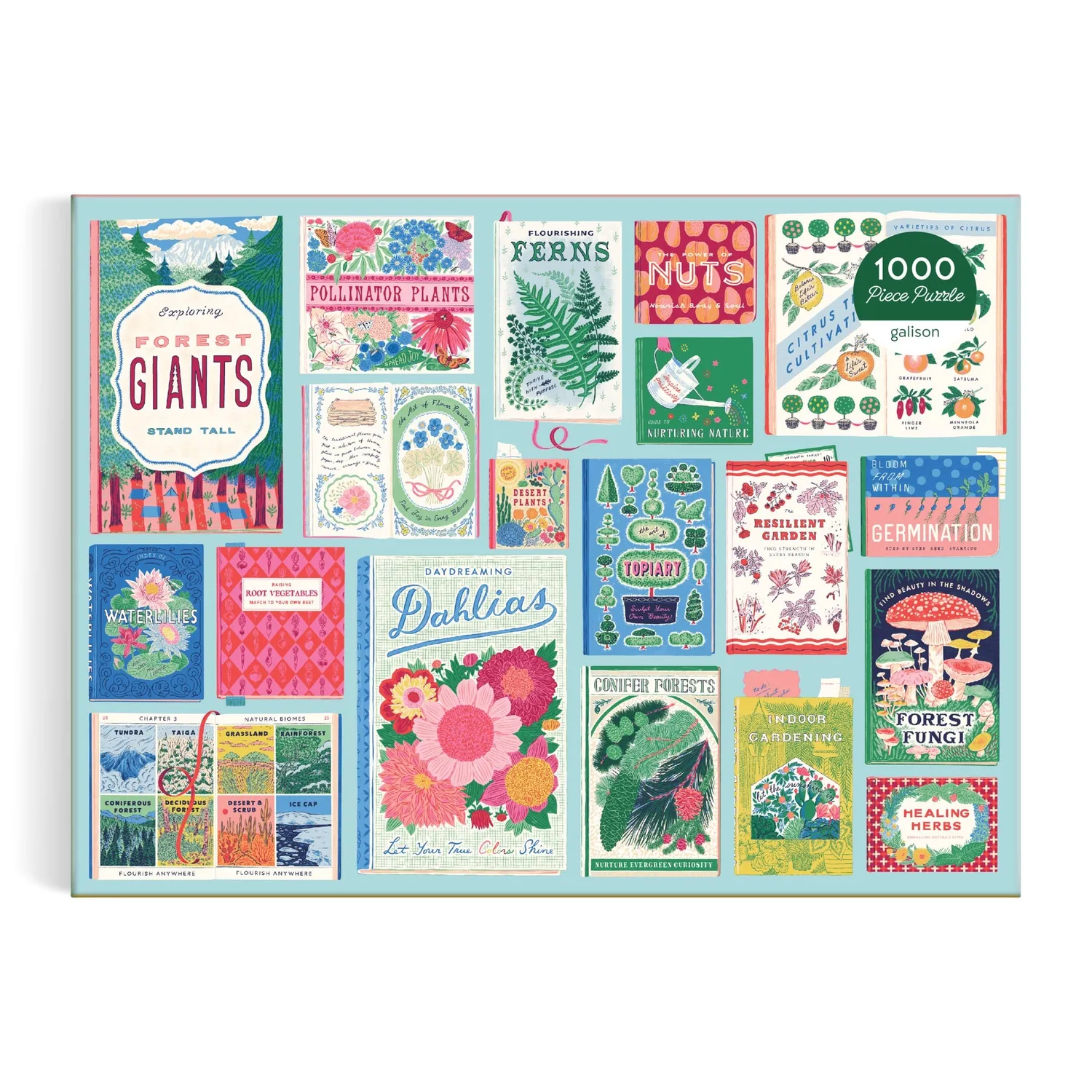 Good Puzzle Co. Ever Upward Botanist Bookshelf puslespil 1000 brikker botanisk