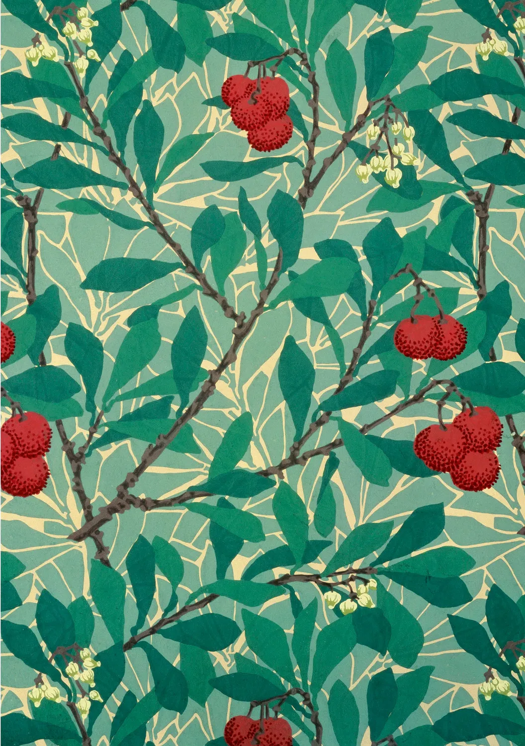 Pomegranate William Morris julekort Arbutus blomster