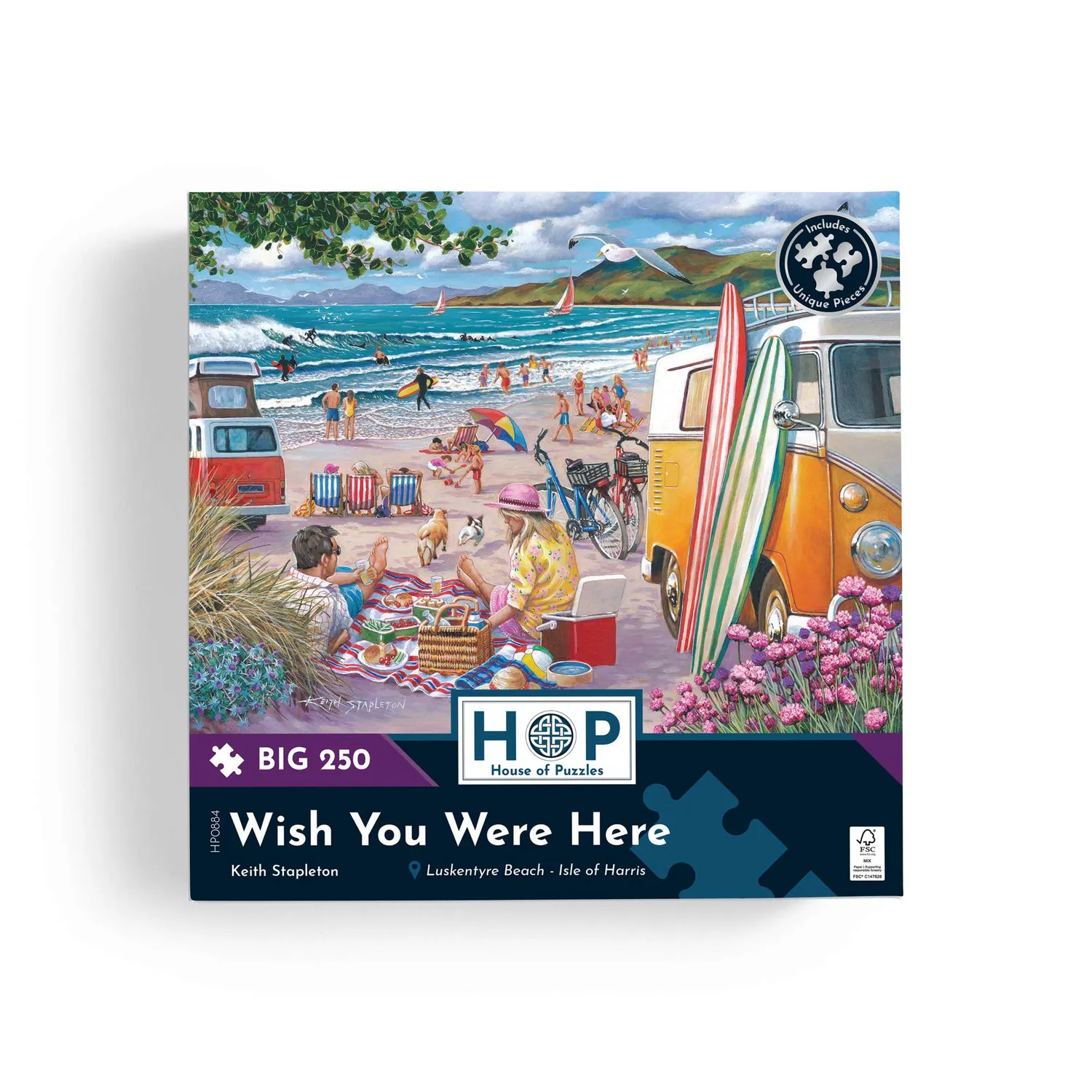 House of Puzzle BIG Wish You Were Here puslespil 250 brikker strand