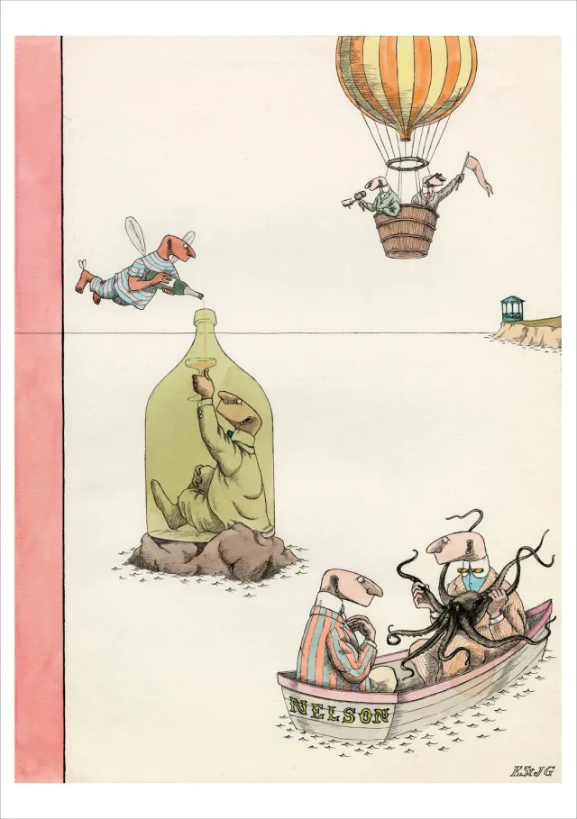 Pomegranate Edward Gorey Summer Seaside kort enkelt humor