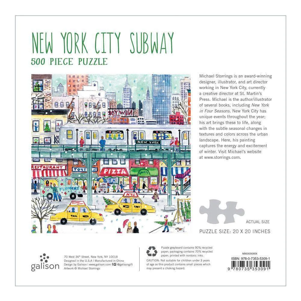Galison Michael Storrings New York City Subway puslespil 500 brikker vinter