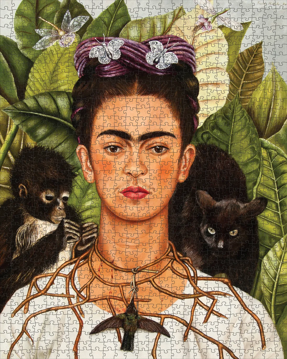 Pomegranate Frida Kahlo Self-Portrait with Thorn Necklace and Hummingbird puslespil 1000 brikker