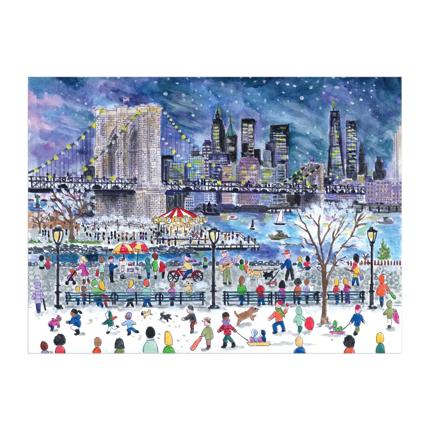 Good Puzzle Co. Michael Storrings Snowfall Over New York City puslespil 1000 brikker sne