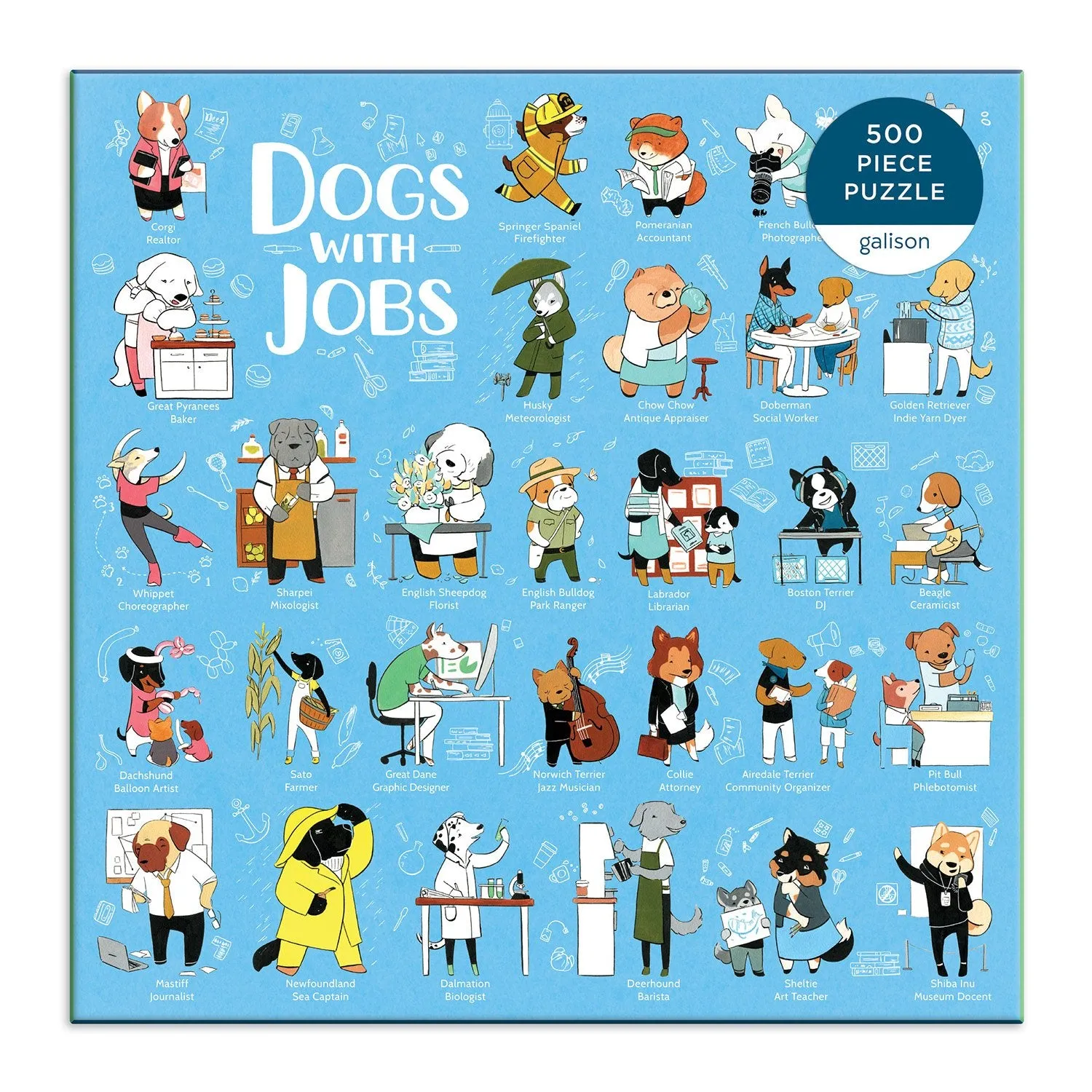 Galison Dogs With Jobs puslespil 500 brikker hunde