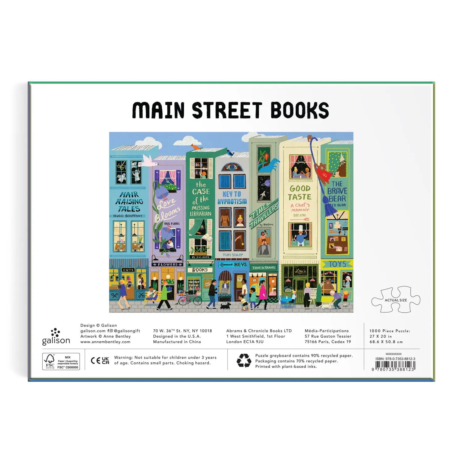 Good Puzzle Co. Anne Bentley Main Street Books puslespil 1000 brikker bymotiv