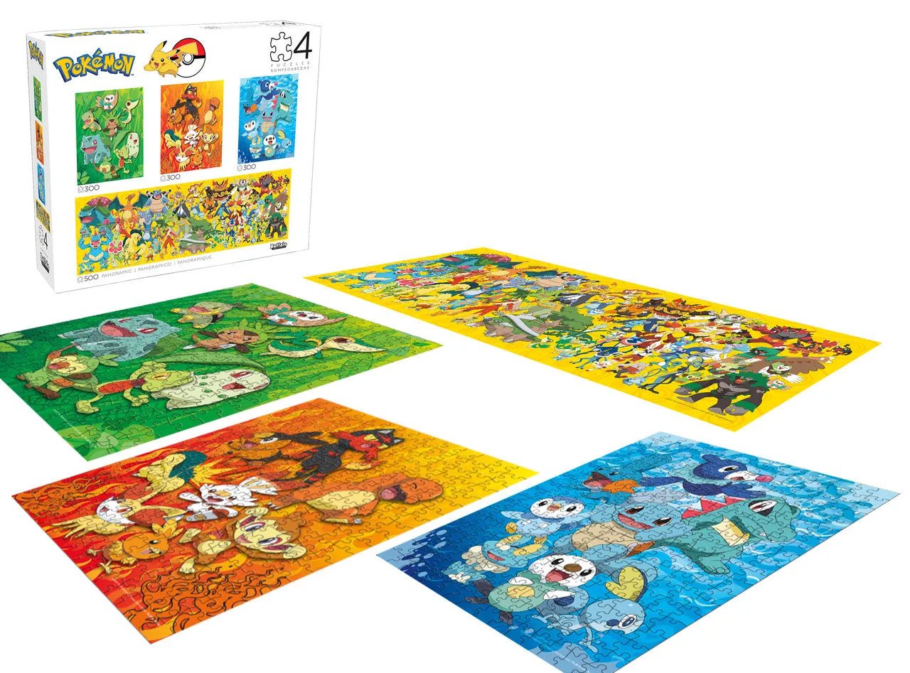Buffalo Games Pokémon 4-i-1 puslespil multipack 300+500 brikker
