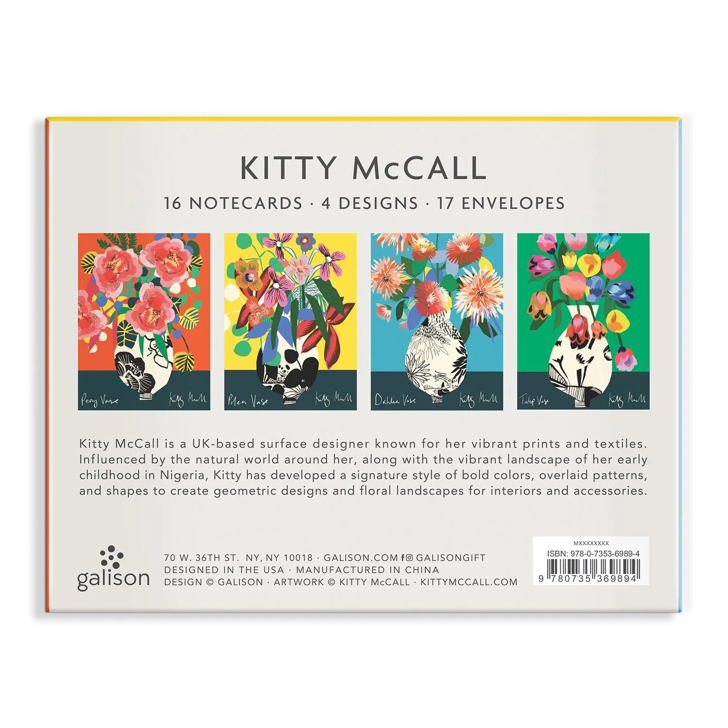 Galison Kitty McCall kortæske 16 kort blomstervaser
