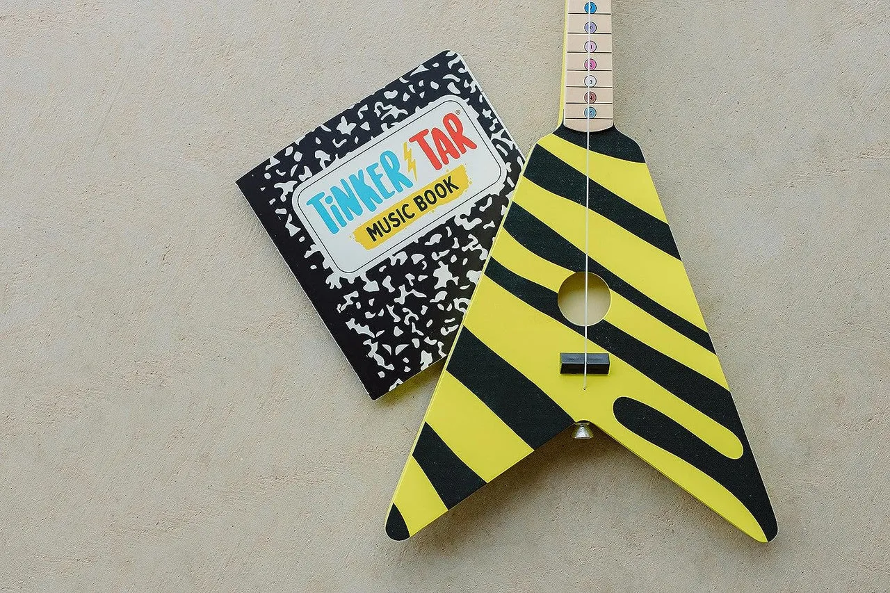 TinkerTar Yellow Zebra Flying V børneguitar 1 streng