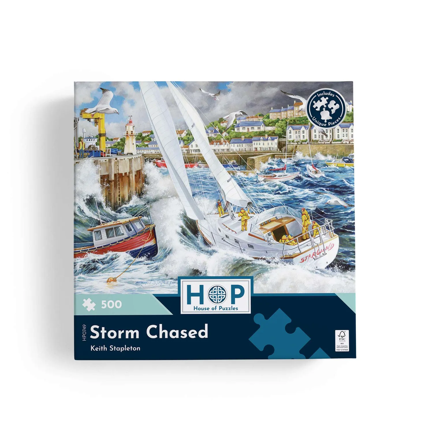House of Puzzles Storm Chased puslespil 500 brikker kystmotiv