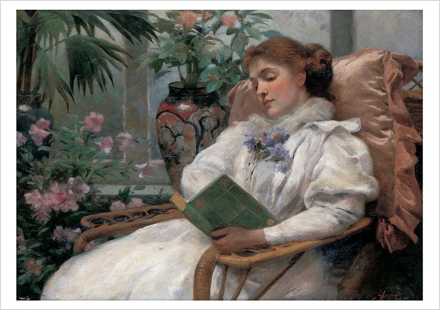 Pomegranate Reading Woman kortæske 20 kort litteratur