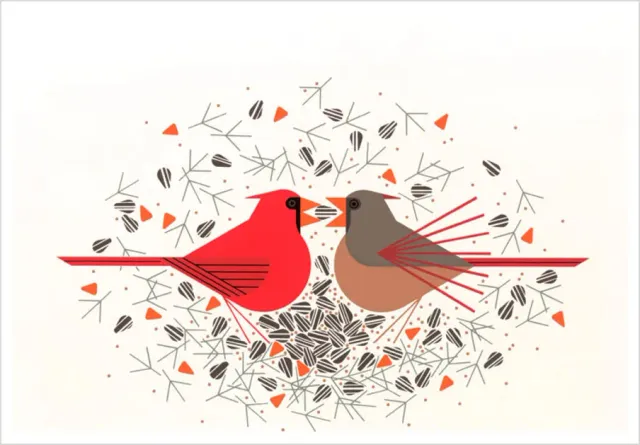 Pomegranate Charley Harper Cardinal fødselsdagskort
