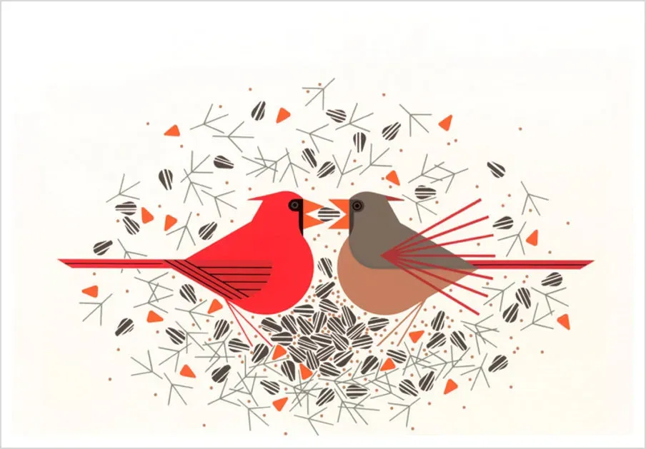 Pomegranate Charley Harper Cardinal fødselsdagskort