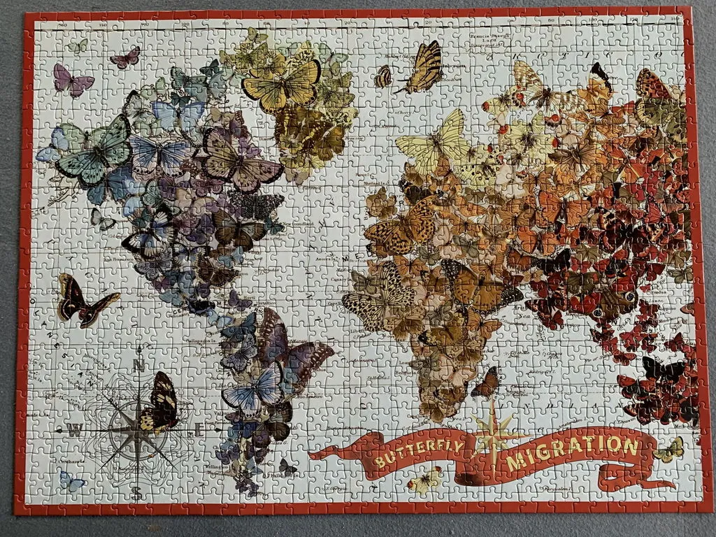 Galison Wendy Gold Butterfly Migration puslespil 1000 brikker kort