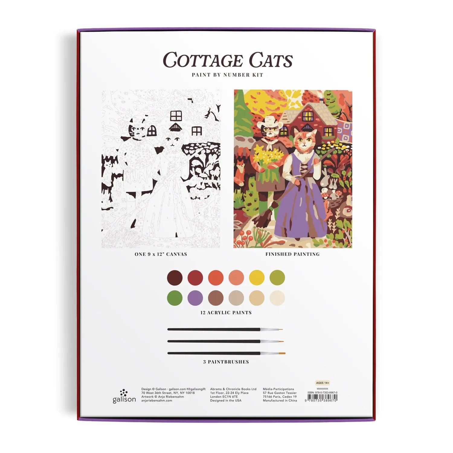 Good Puzzle Co. Cottage Cats mal efter tal sæt 23x30 cm
