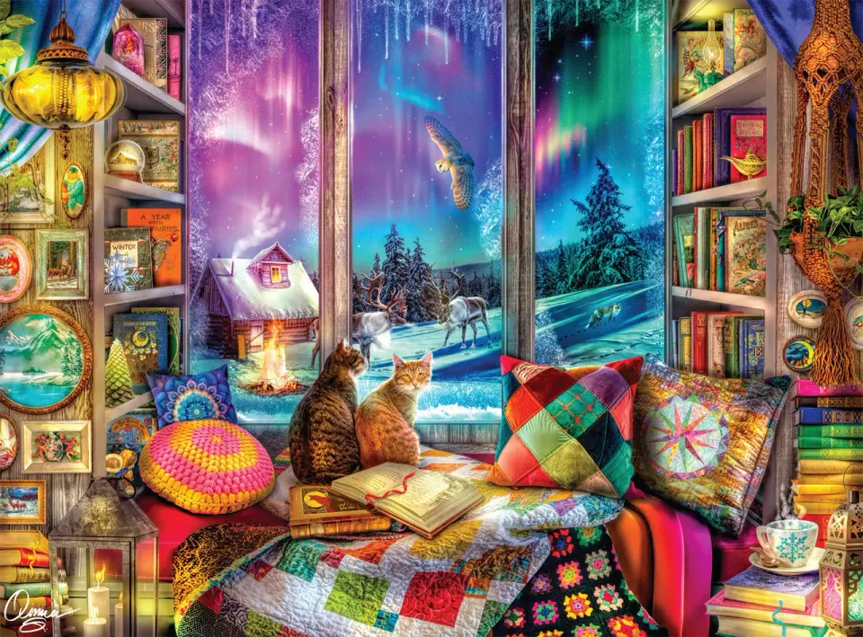 Buffalo Games Aimee Stewart Winter Reading Nook puslespil 1000 brikker vinter