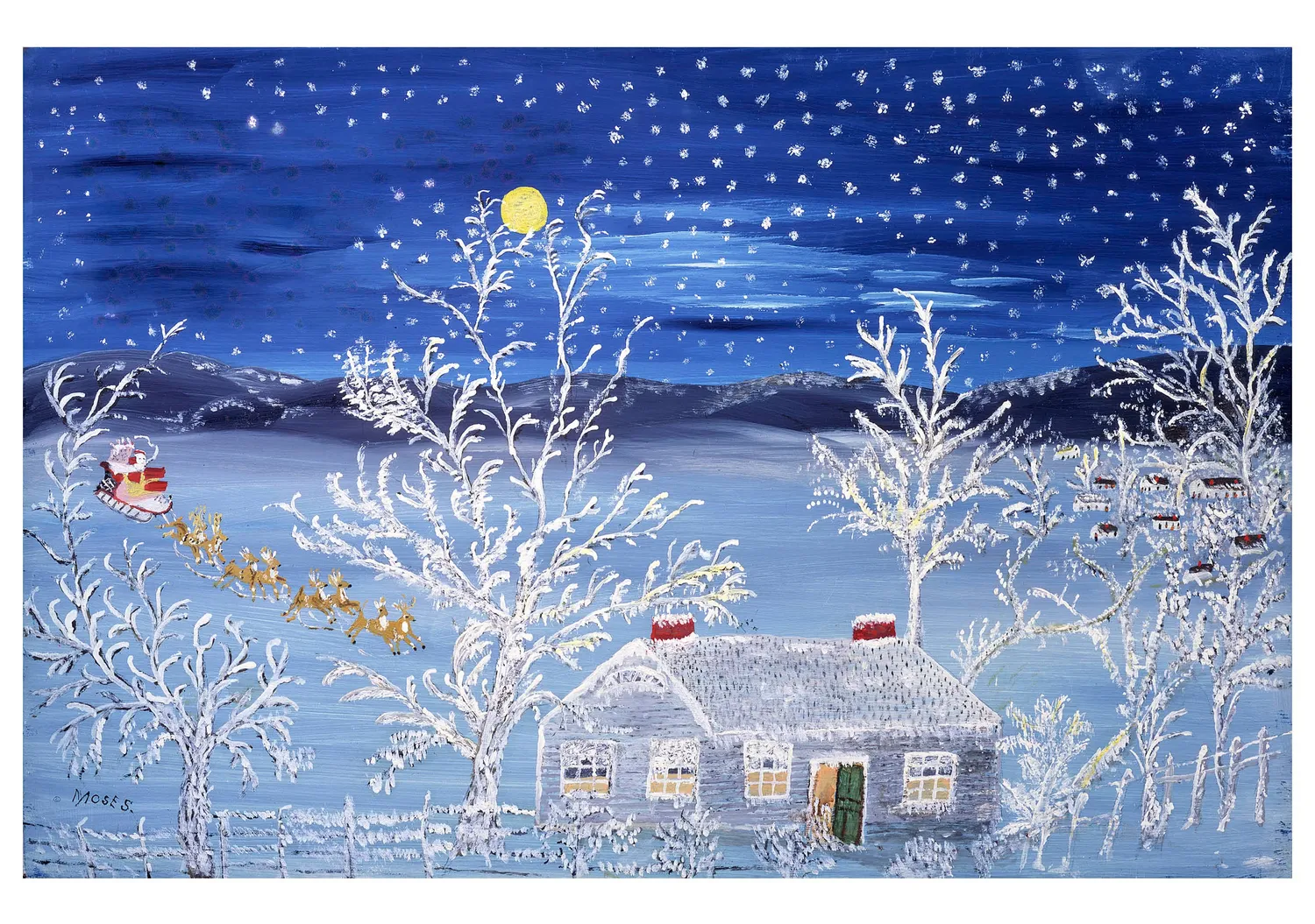 Pomegranate Grandma Moses julekort sæt julemotiv kort